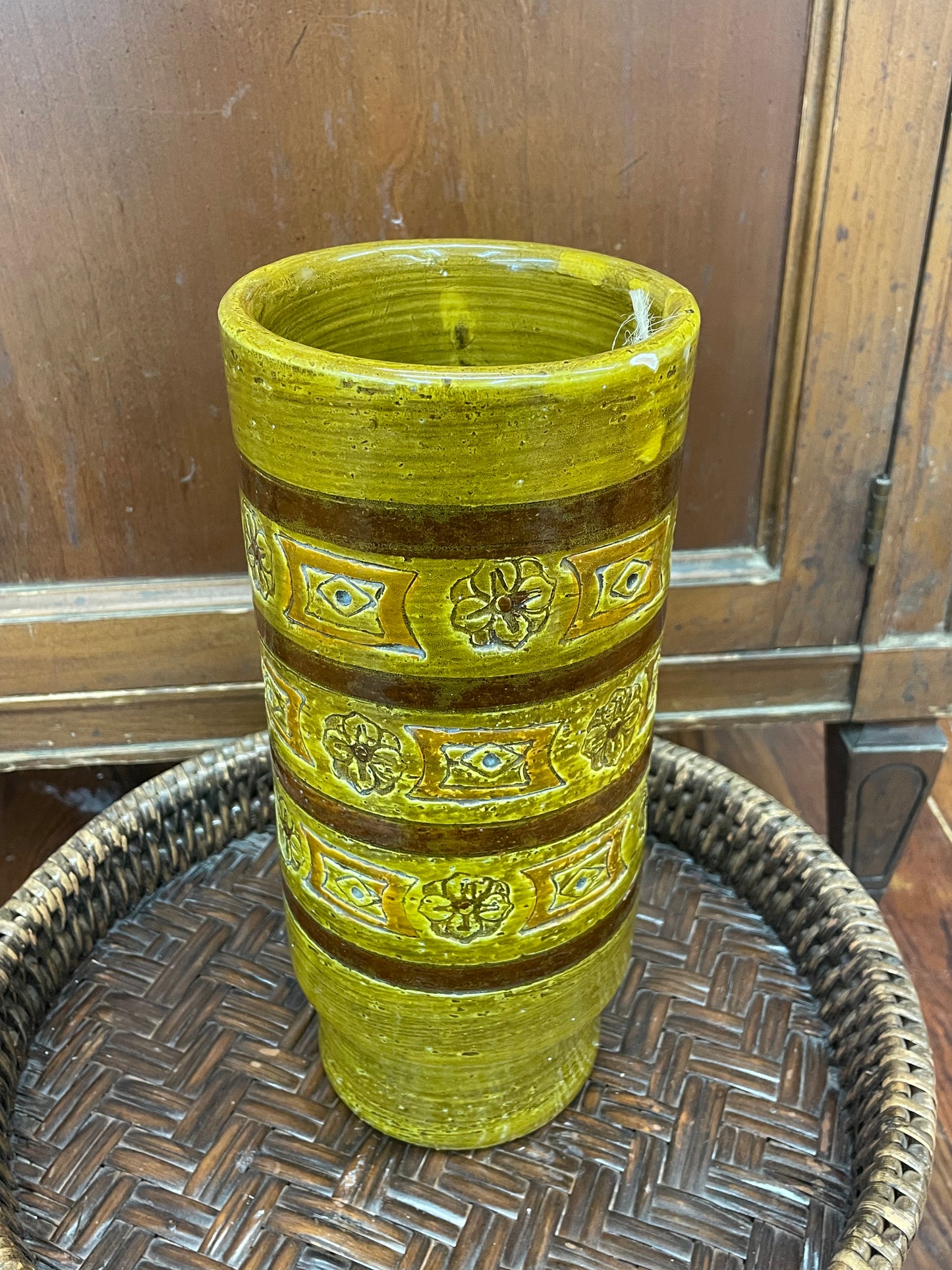 Bitossi Green Art Pottery Vase by Aldo Londi for Rosenthal Netter, Signed Italy