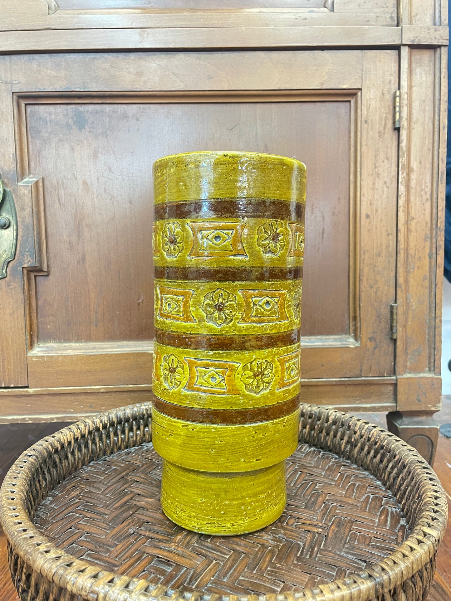 Bitossi Green Art Pottery Vase by Aldo Londi for Rosenthal Netter, Signed Italy