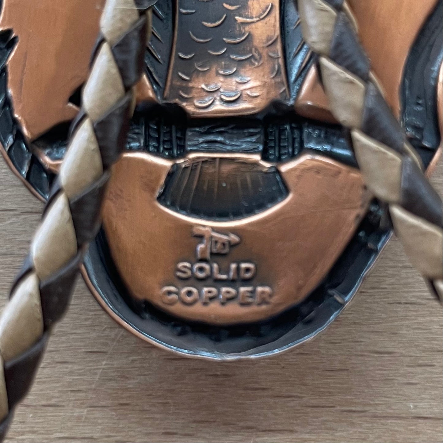 Vintage Bell Trading Co. Solid Copper Owl Bolo Tie with Leather Cord Native American