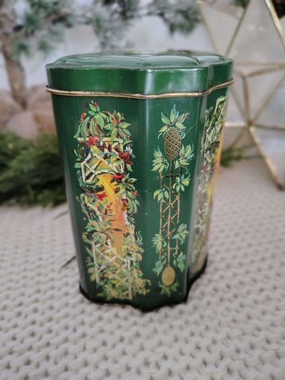 Set of 4 Vintage 1981 Avon Fruit Garden Christmas Tins – Green & Gold Holiday Storage Containers, Made in England – photo 7 of 9