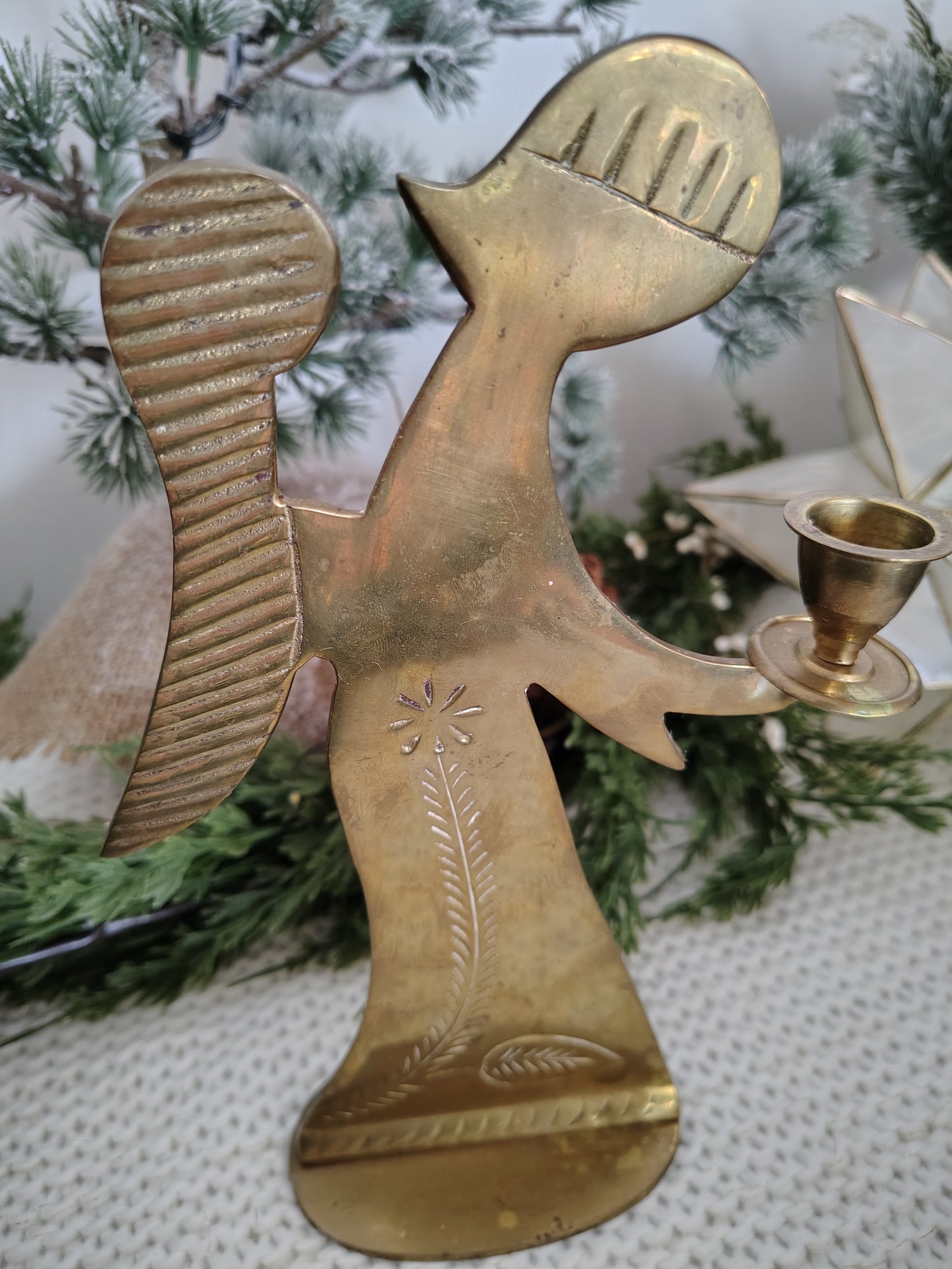 Vintage Brass Angel Candle Holder – Made in India Christmas