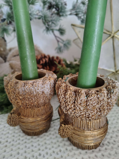 Vintage Wheat Sheaf Taper Candle Holders – Set of 2 – photo 6 of 7