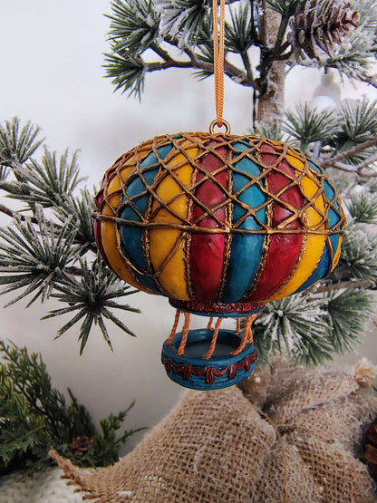 Vintage Hot Air Balloon Christmas Ornament – Hand-Painted Holiday Decor – photo 2 of 6