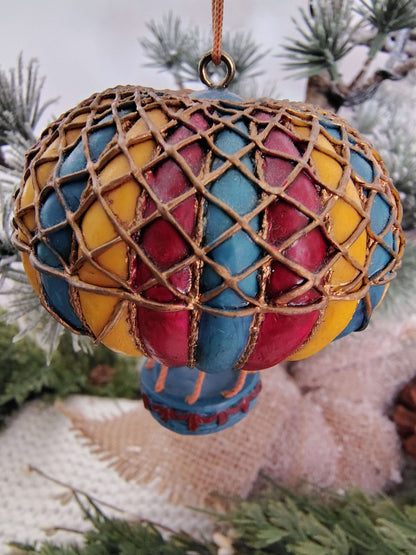 Vintage Hot Air Balloon Christmas Ornament – Hand-Painted Holiday Decor – photo 3 of 6