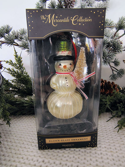 Hand-Blown Glass Snowman Christmas Ornament – The Mercantile Collection by DEMDACO – photo 2 of 9
