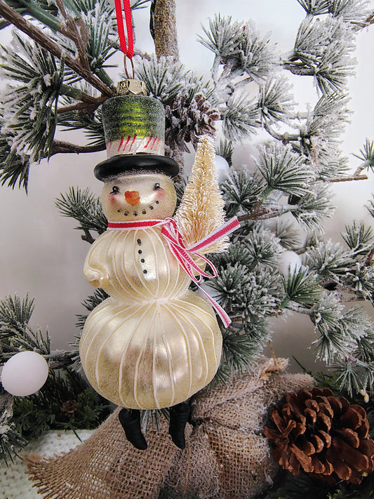 Hand-Blown Glass Snowman Christmas Ornament – The Mercantile Collection by DEMDACO