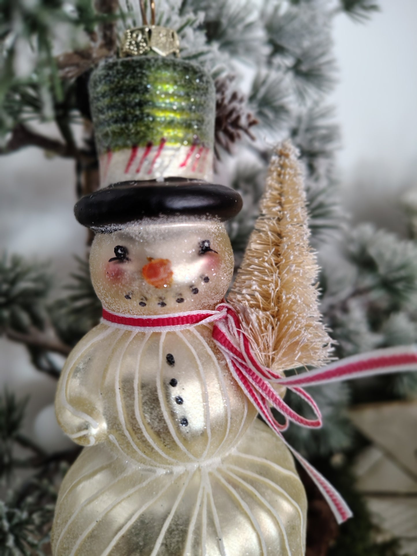 Hand-Blown Glass Snowman Christmas Ornament – The Mercantile Collection by DEMDACO