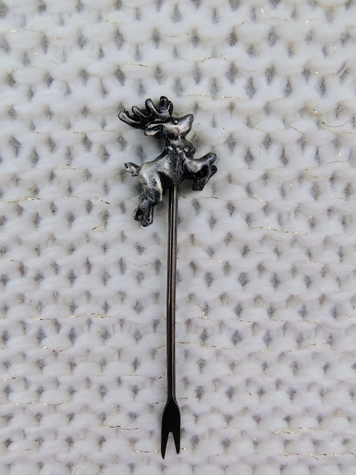 Vintage Holiday Cocktail Picks – Set of 6 Pewter Christmas Appetizer Forks