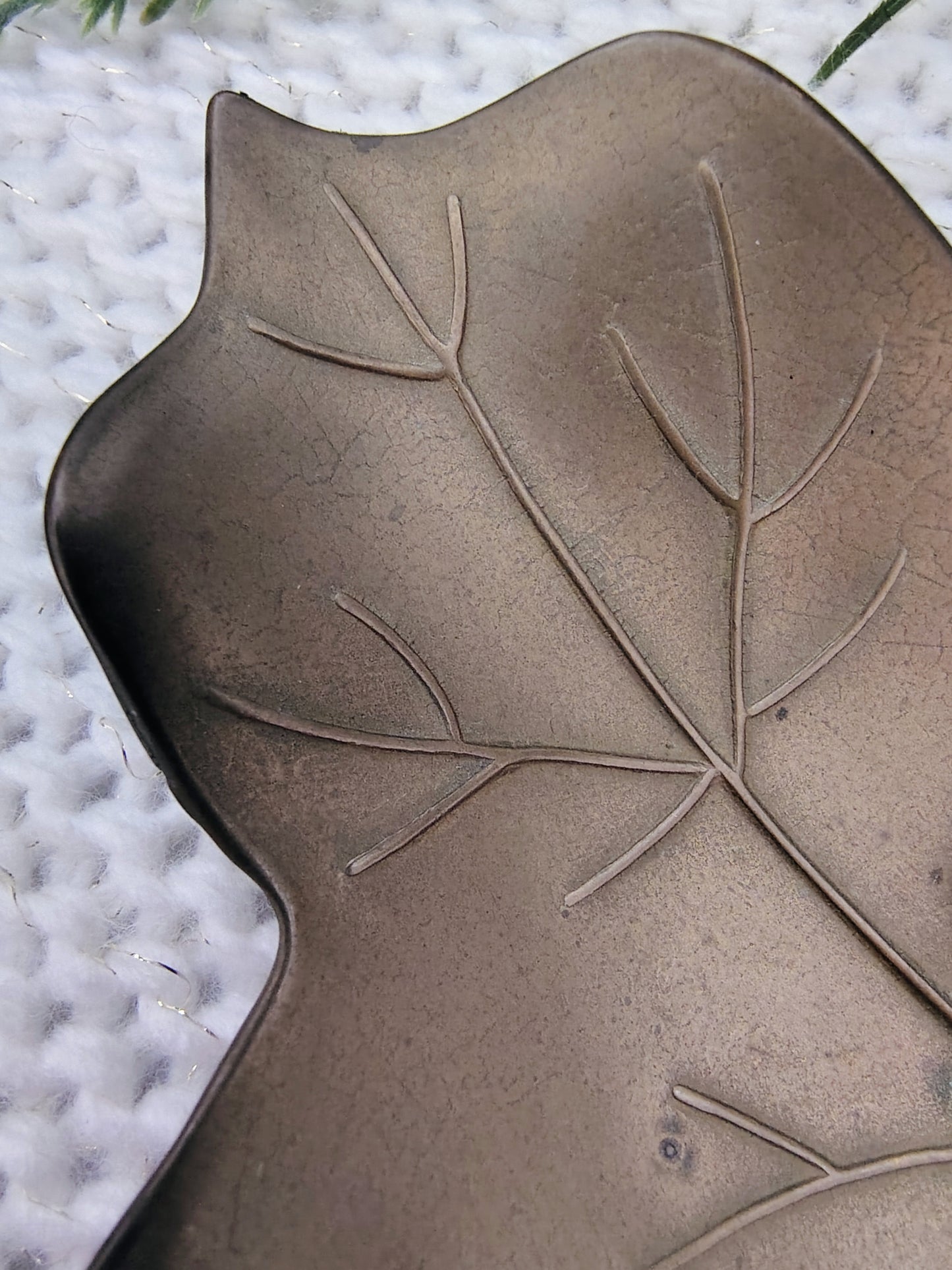 Vintage Solid Brass Leaf Tray with Grapes Design – Small Decorative Dish