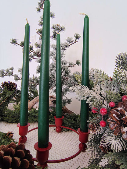 Vintage Red Wood and Metal 4-Taper Candle Holder Christmas Wreath Base – photo 2 of 6