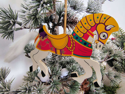 Vintage Wooden Carousel Horse Ornament – Hand-Painted, Made in Taiwan – photo 3 of 5