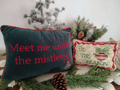 'Tis the Season Woven Holiday Pillow – Red, Green & Gold (12 x 7) – photo 2 of 5