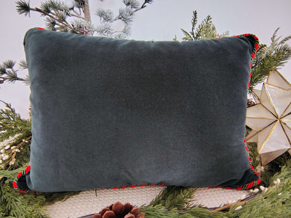 Meet Me Under the Mistletoe Velvet Holiday Pillow – Green & Red (17 x 12) – photo 6 of 6