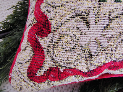 'Tis the Season Woven Holiday Pillow – Red, Green & Gold (12 x 7) – photo 5 of 5