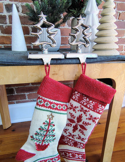Pair of Silver Polished Christmas Tree Stocking Holders – Made in India – photo 2 of 7