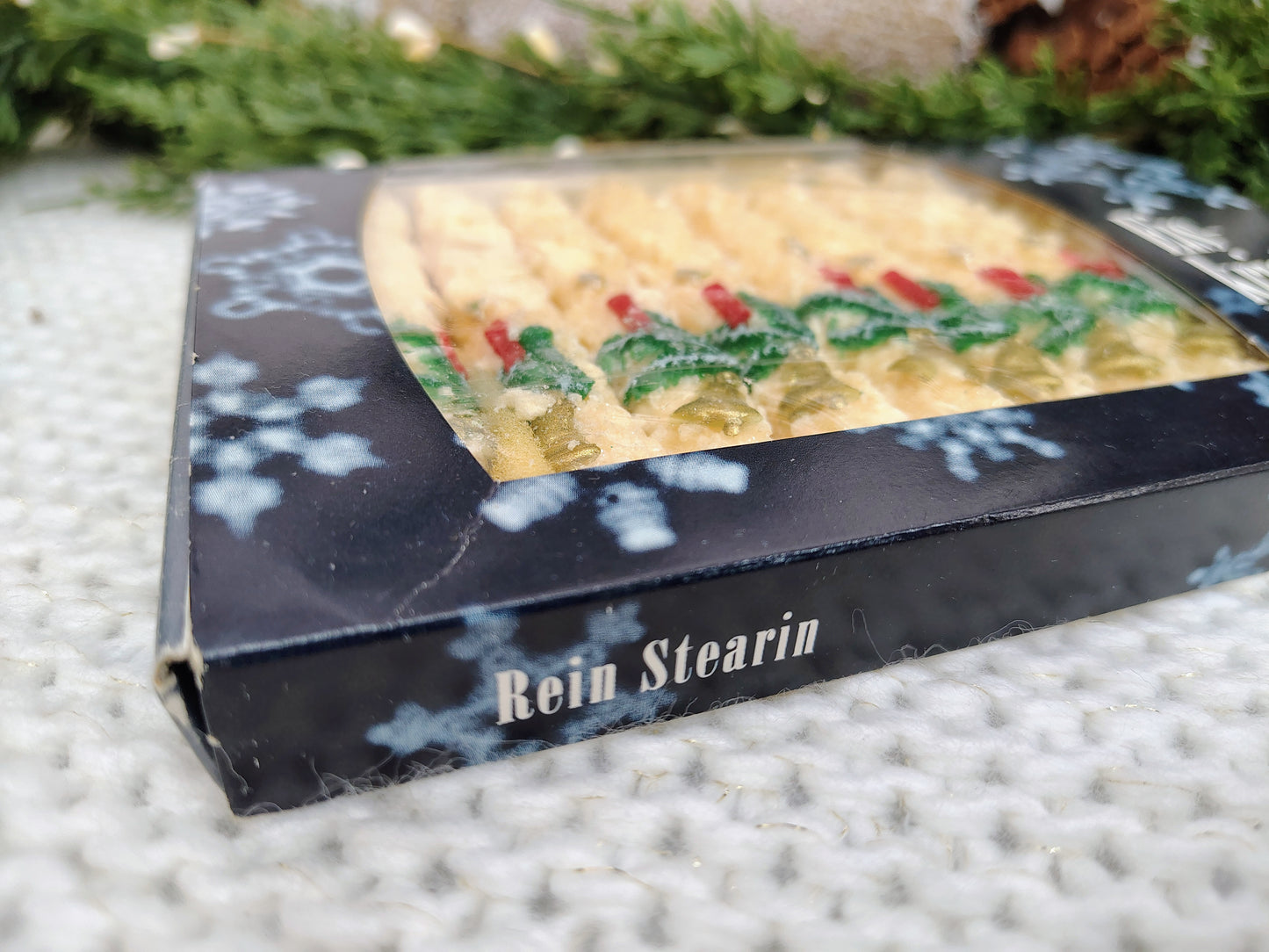 Vintage German “Eiskristallkerze” Christmas Candles – Boxed Set of 12 Rein Stearin Ice Crystal Candles