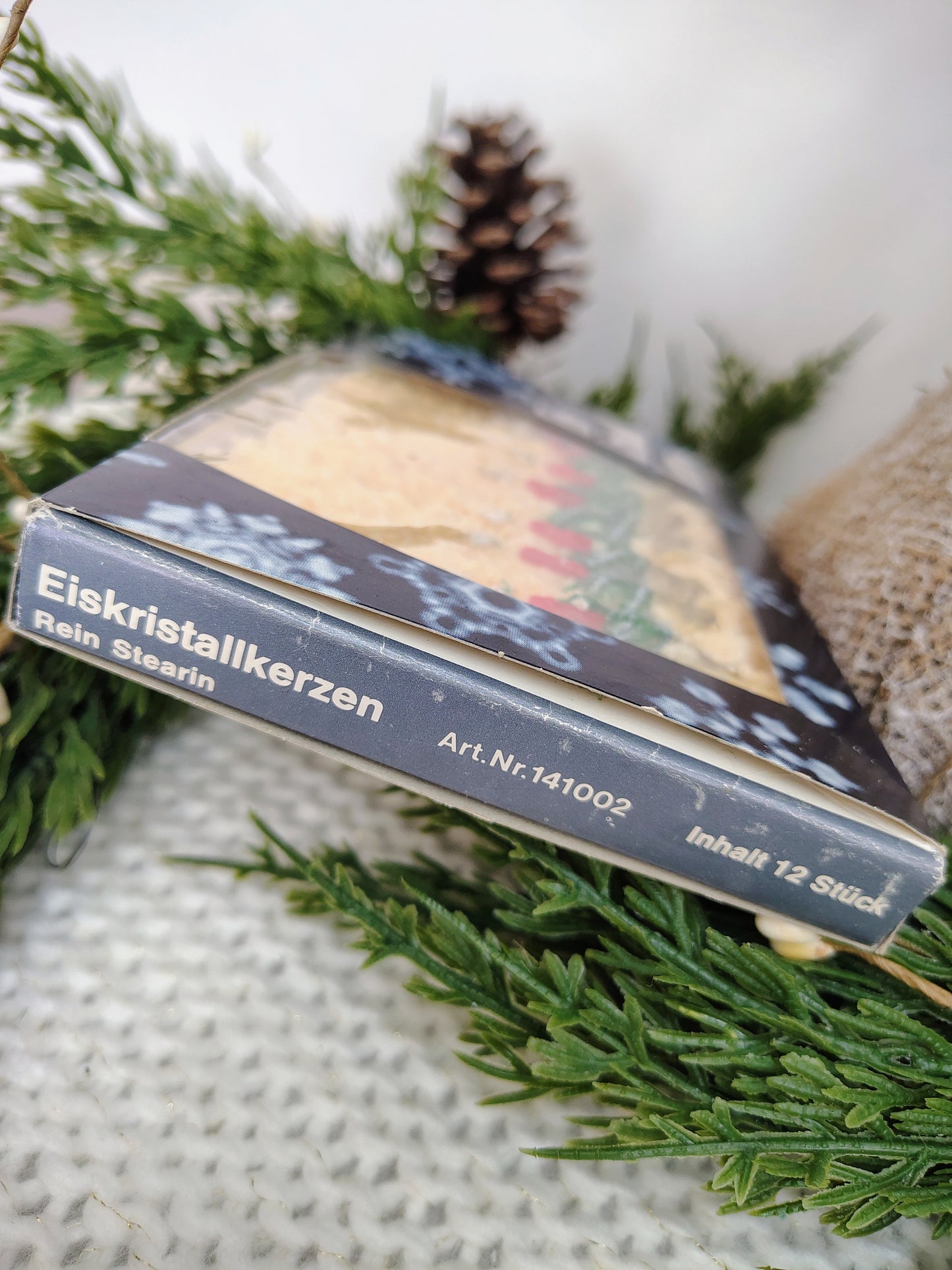 Vintage German “Eiskristallkerze” Christmas Candles – Boxed Set of 12 Rein Stearin Ice Crystal Candles