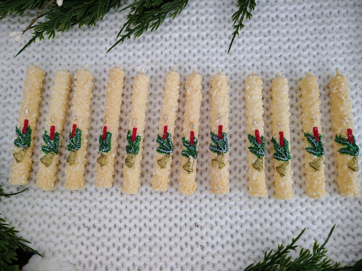 Vintage German “Eiskristallkerze” Christmas Candles – Boxed Set of 12 Rein Stearin Ice Crystal Candles