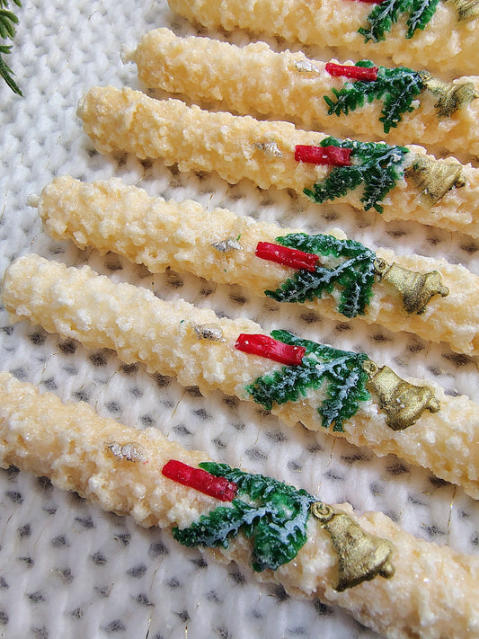 Vintage German “Eiskristallkerze” Christmas Candles – Boxed Set of 12 Rein Stearin Ice Crystal Candles