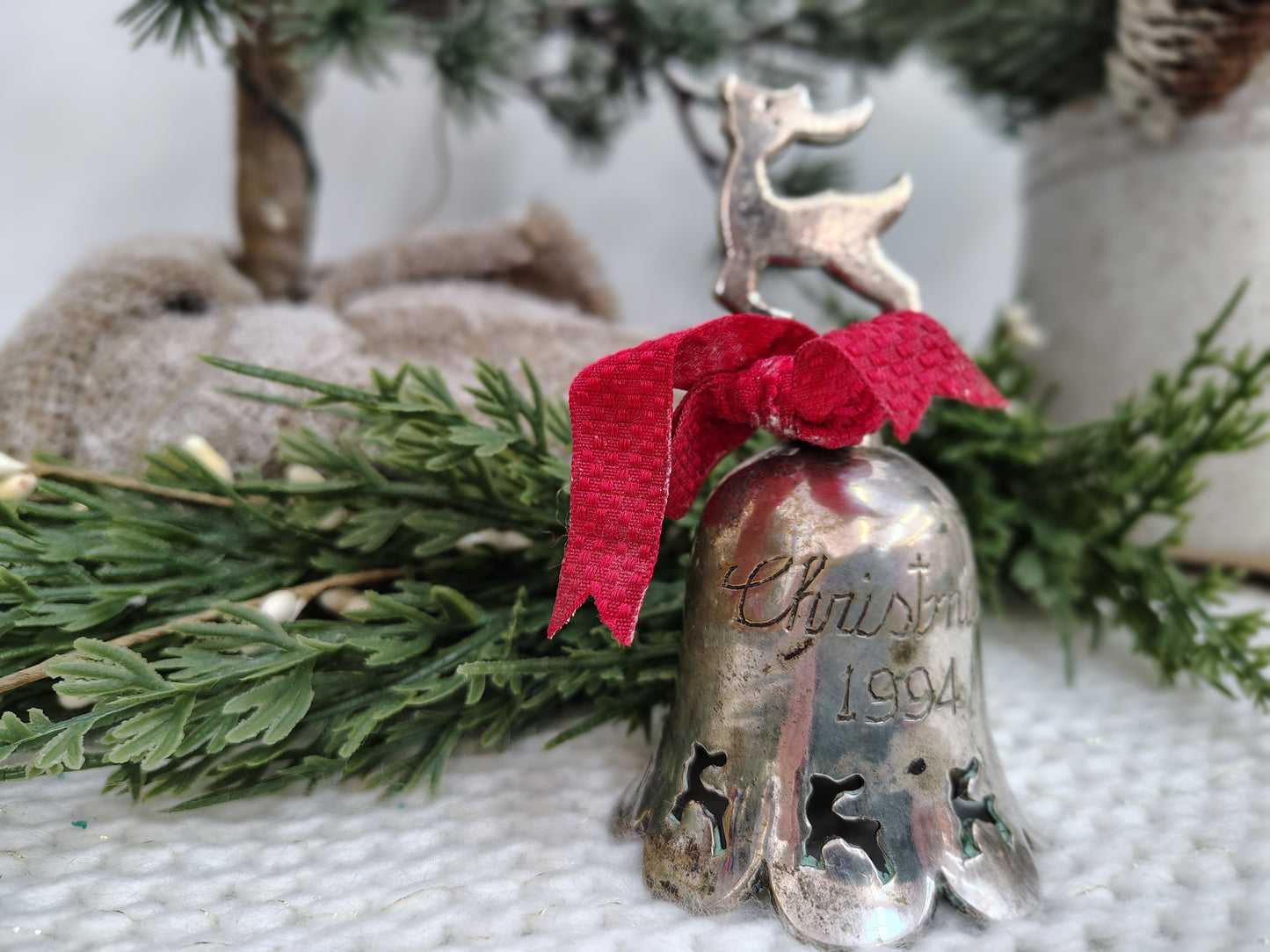 Silverplate Reindeer Bell Ornament – Christmas 1994