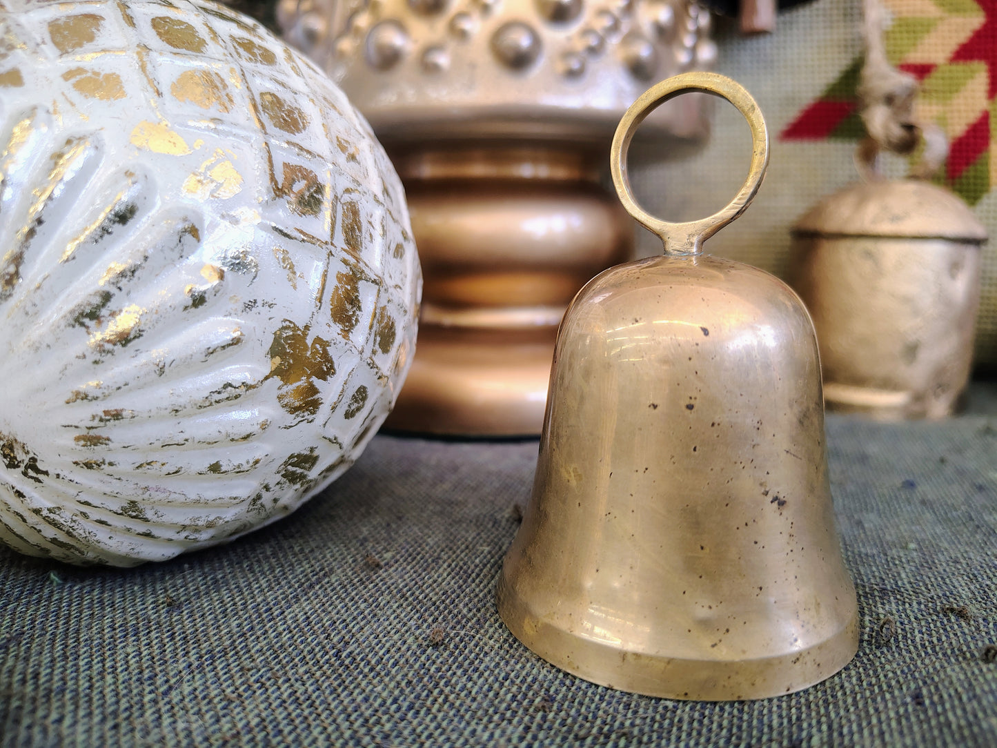 Vintage Brass Christmas Bell Ornament – 1991 Engraved Holiday Keepsake