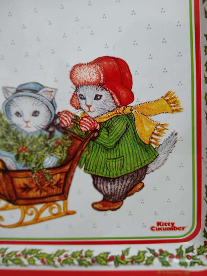 1987 Kitty Cucumber Christmas Metal Tray – B. Shackman for Schmid – photo 3 of 7