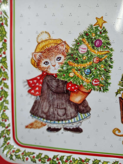 1987 Kitty Cucumber Christmas Metal Tray – B. Shackman for Schmid – photo 4 of 7