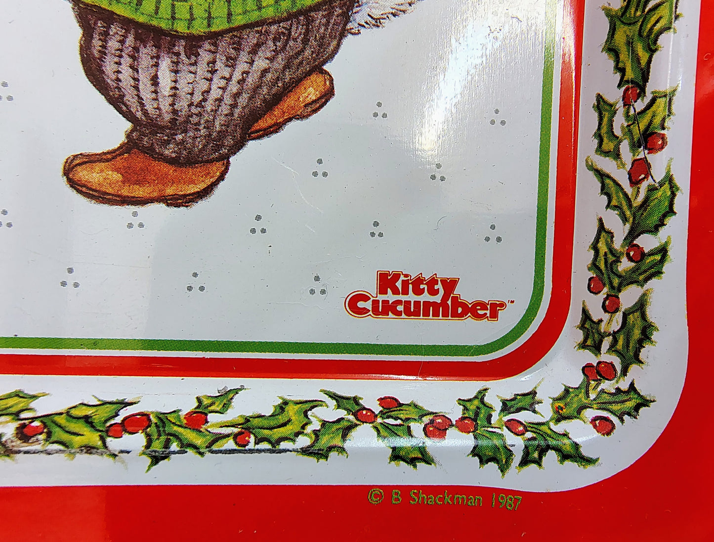 1987 Kitty Cucumber Christmas Metal Tray – B. Shackman for Schmid