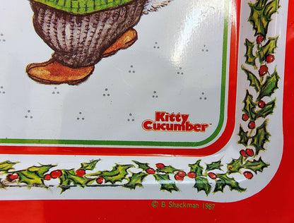 1987 Kitty Cucumber Christmas Metal Tray – B. Shackman for Schmid – photo 5 of 7