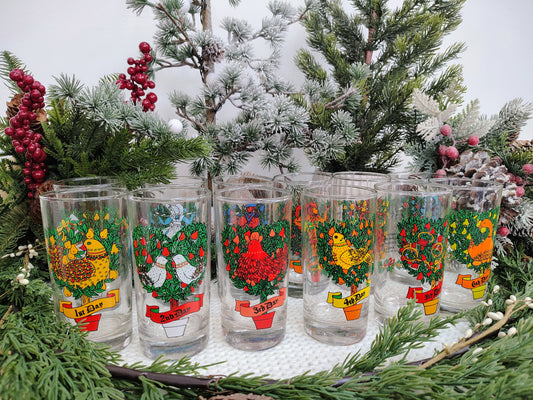 Indiana Glass “12 Days of Christmas” Highball Glass Set – Complete 12-Piece Vintage Holiday Collection