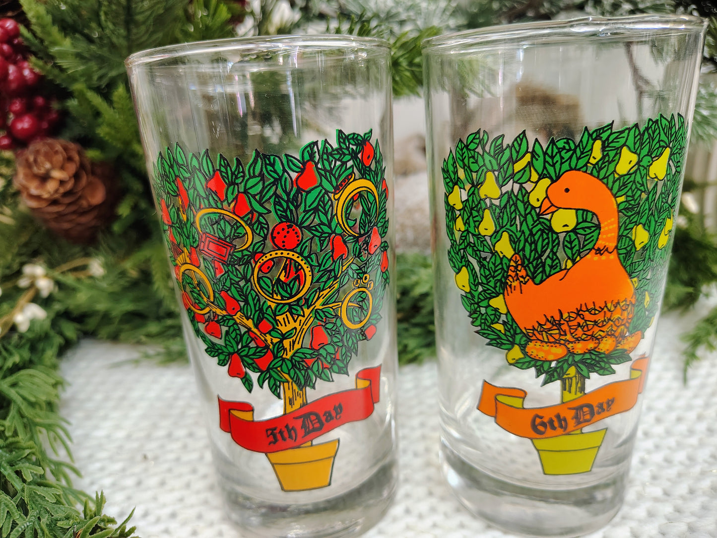 Indiana Glass “12 Days of Christmas” Highball Glass Set – Complete 12-Piece Vintage Holiday Collection