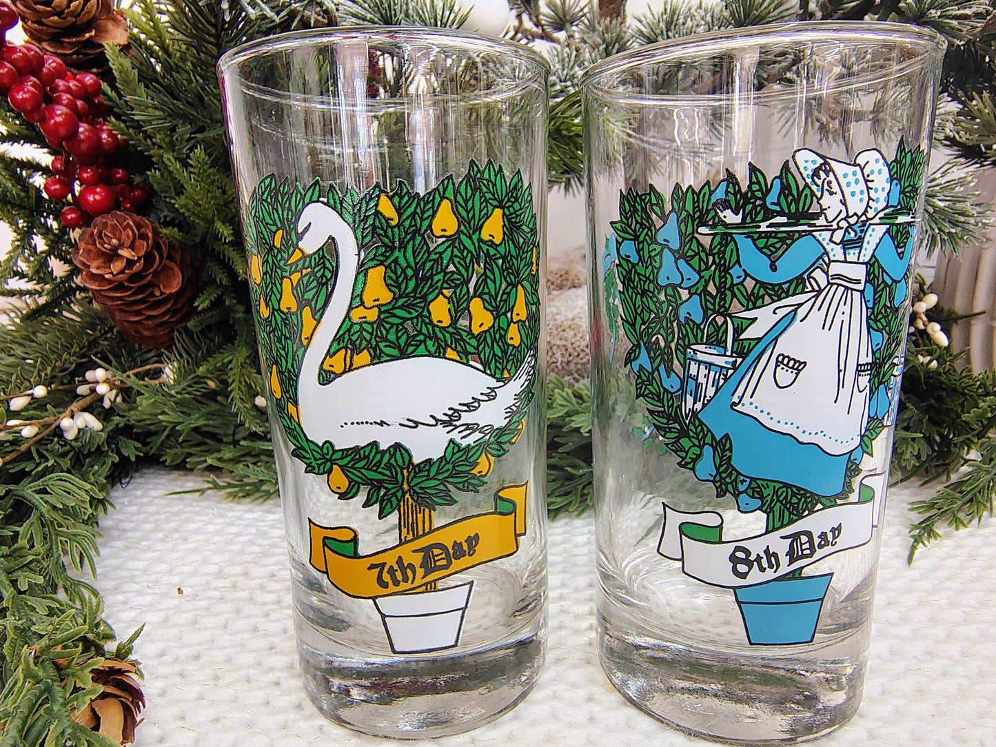 Indiana Glass “12 Days of Christmas” Highball Glass Set – Complete 12-Piece Vintage Holiday Collection