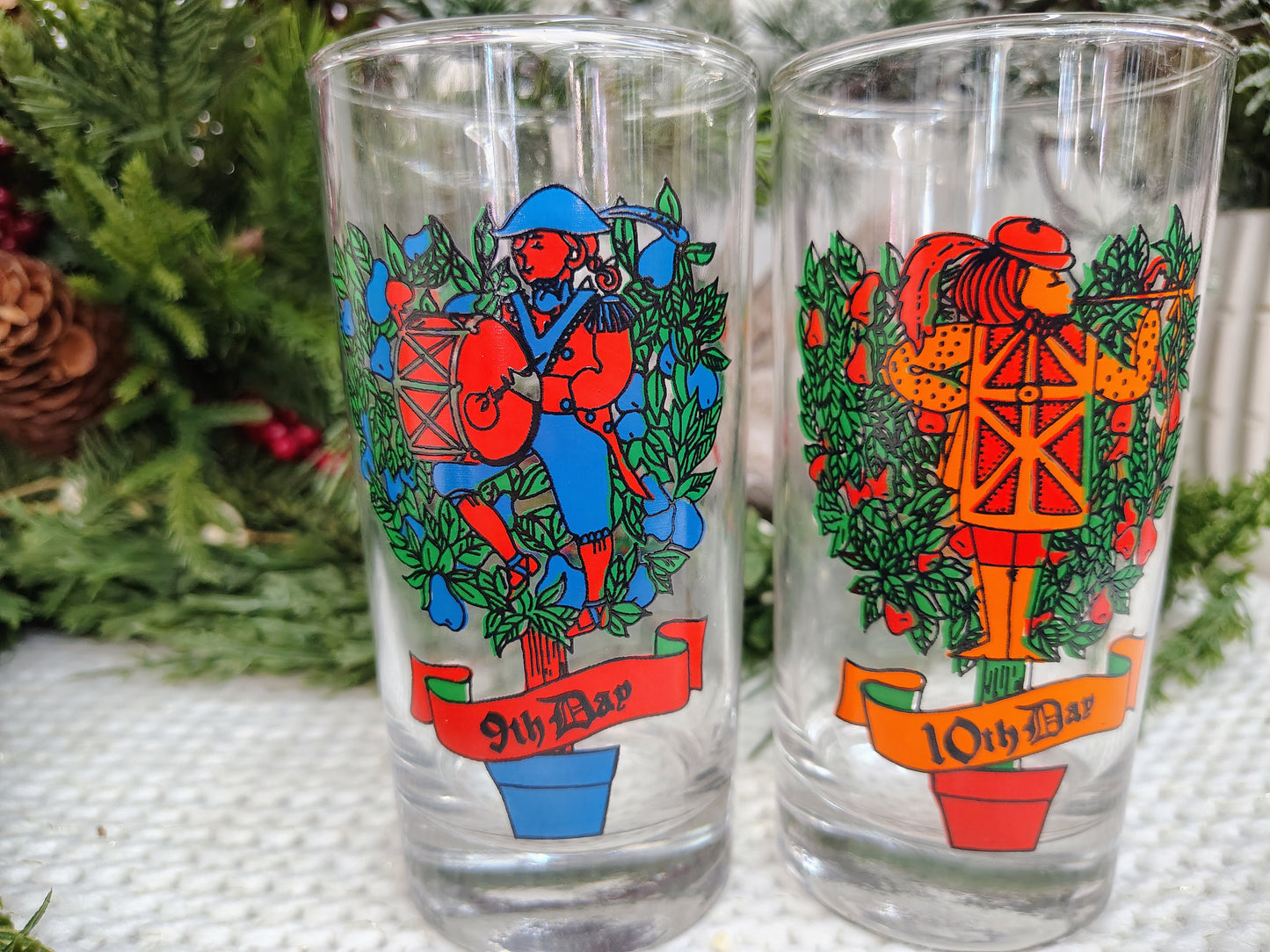 Indiana Glass “12 Days of Christmas” Highball Glass Set – Complete 12-Piece Vintage Holiday Collection