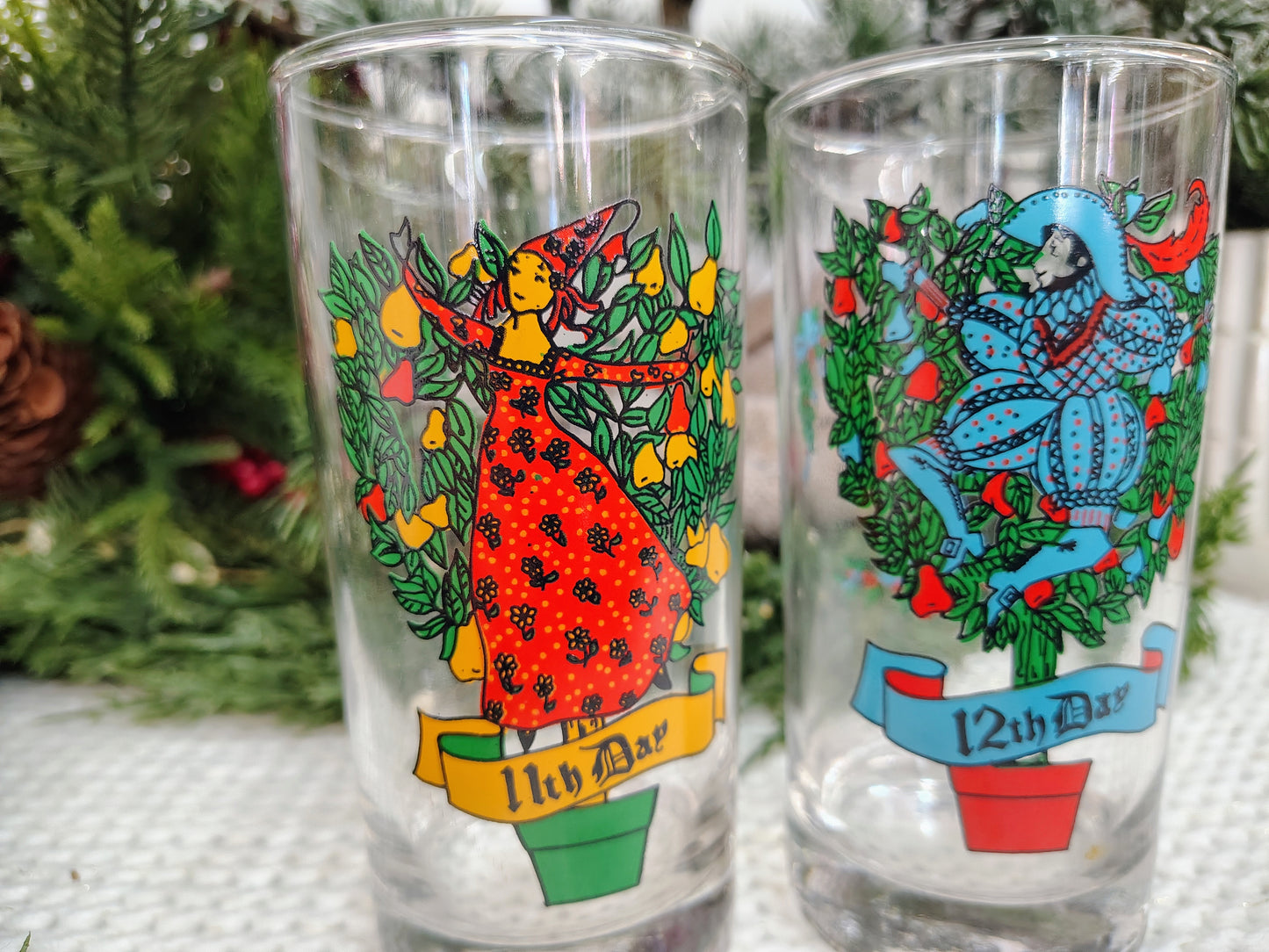 Indiana Glass “12 Days of Christmas” Highball Glass Set – Complete 12-Piece Vintage Holiday Collection