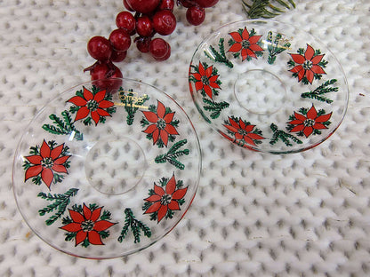 Vintage Formglas Sweden Christmas Poinsettia Glass Candle Holder Drip Rings – Set of 2 – photo 5 of 6
