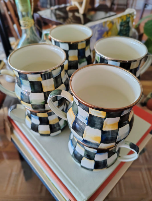 MacKenzie-Childs “Camp” Check Mugs, Set of 8 (1995)