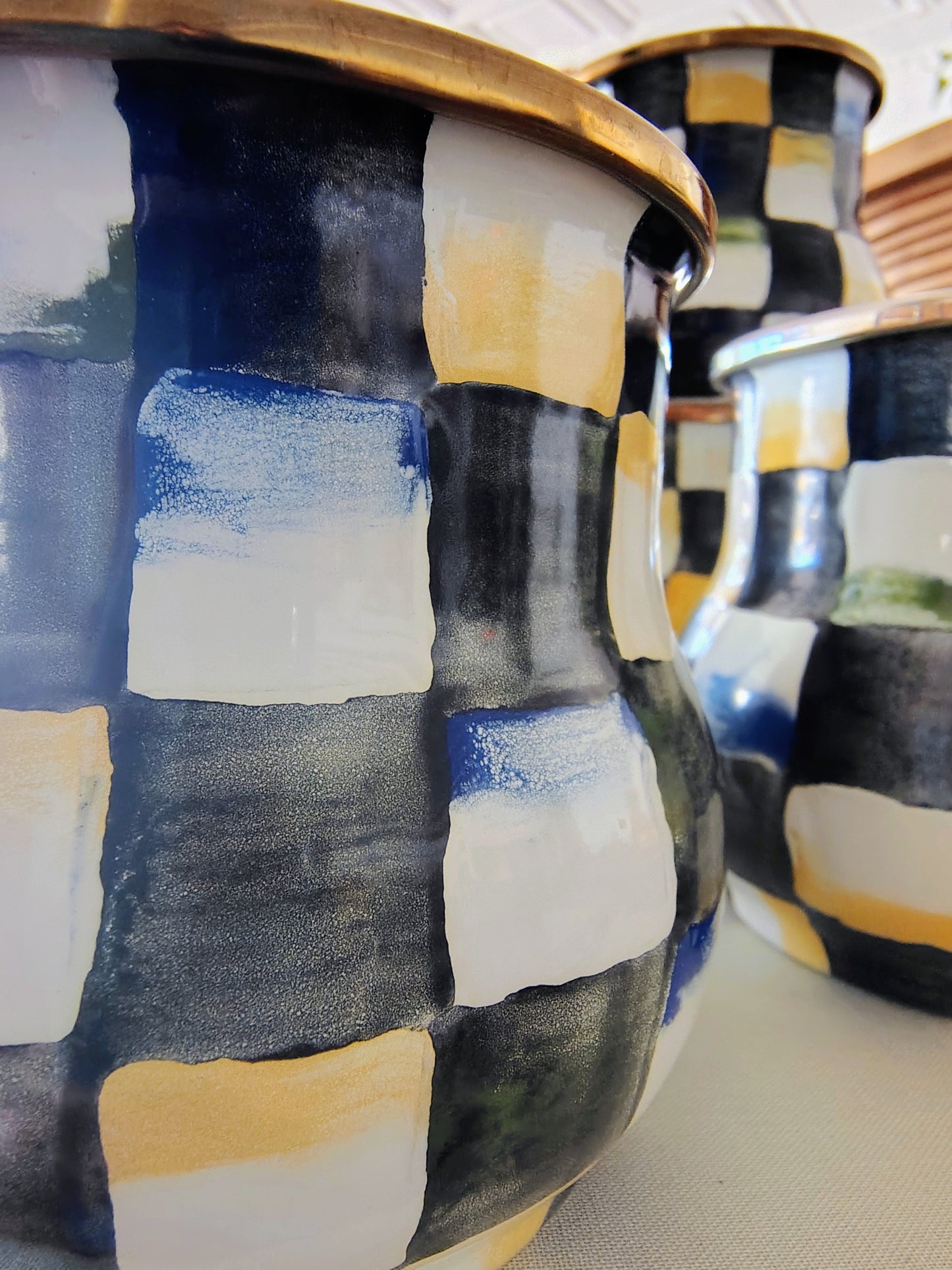 MacKenzie-Childs “Camp” Check Mugs, Set of 8 (1995)