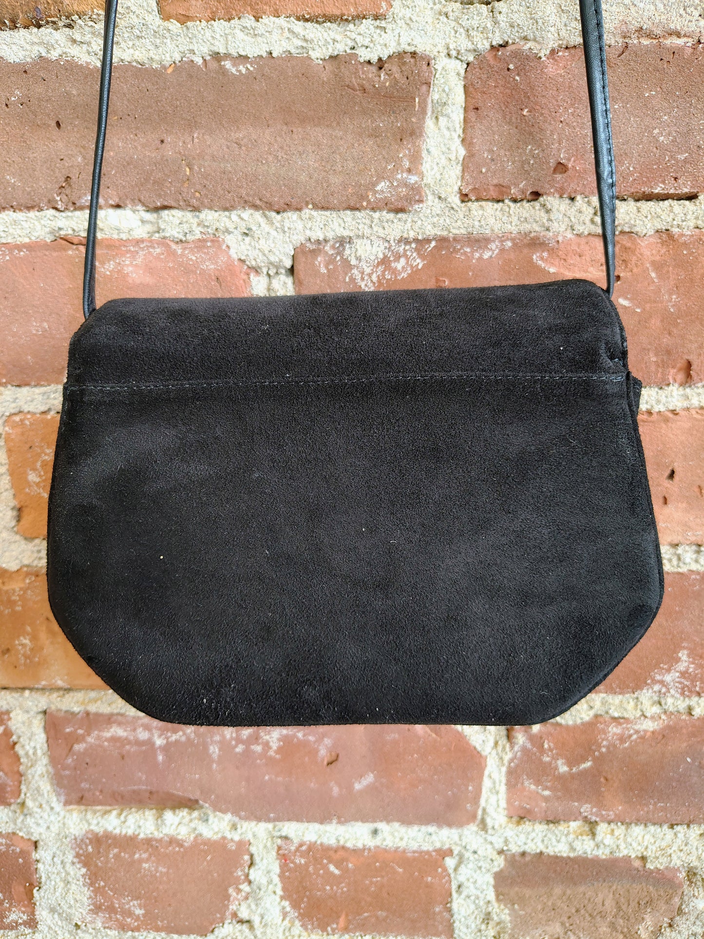 Vintage Black Suede Shoulder Bag – Made in Brazil