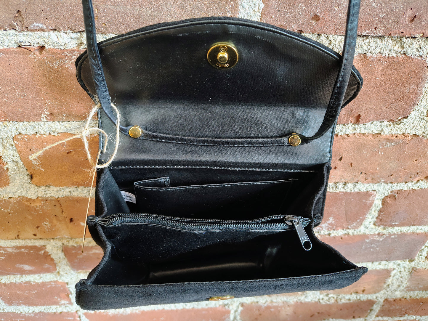 Vintage Black Suede Shoulder Bag – Made in Brazil