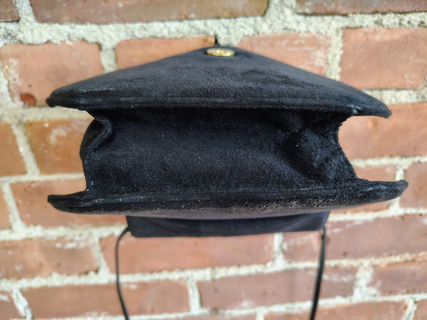 Vintage Black Suede Shoulder Bag – Made in Brazil