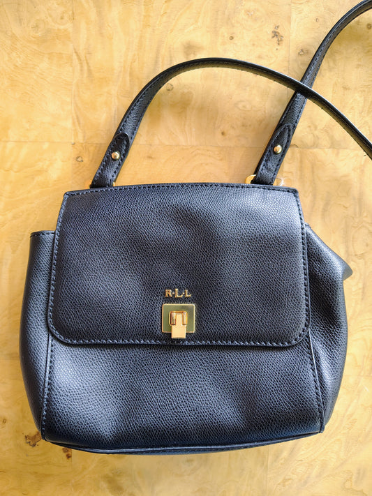 Ralph Lauren Whitby Black Leather Crossbody Bag – 1980s