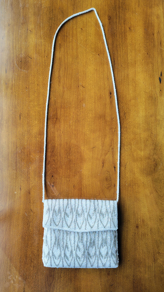 Vintage White Beaded Evening Bag by Magid – 7" x 6.5"