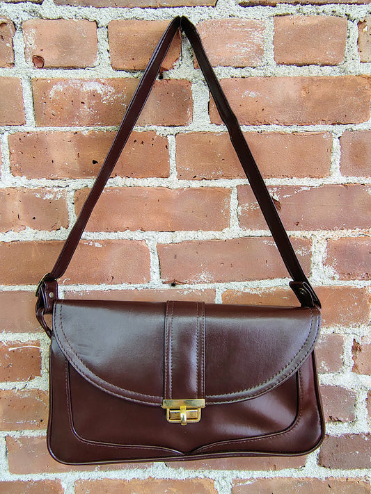 Vintage 1980s Reddish Brown Leather Travel Set with Umbrella – Made in Korea (Unused)