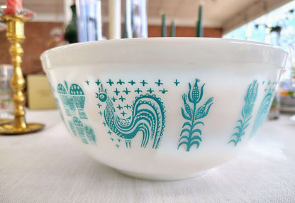 Vintage Pyrex Amish Butterprint Mixing Bowl – White with Blue Design (4” x 8.75”) – photo 2 of 7