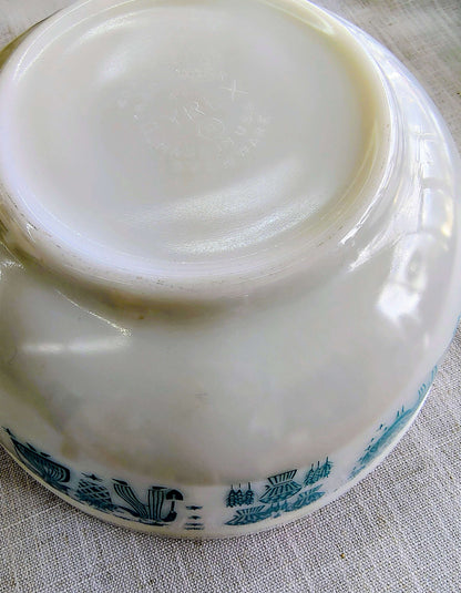 Vintage Pyrex Amish Butterprint Mixing Bowl – White with Blue Design (4” x 8.75”) – photo 7 of 7