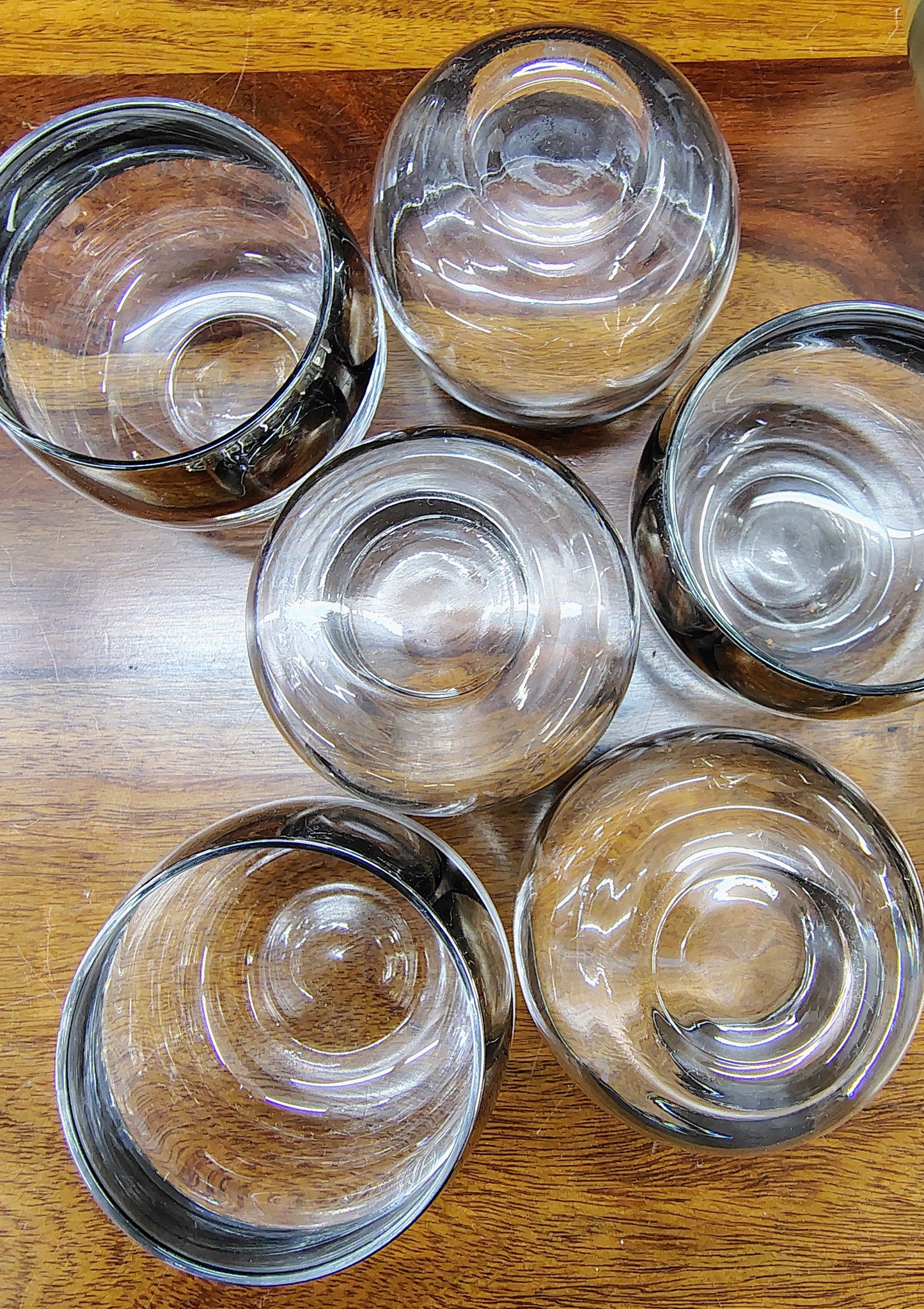 MCM Punch Bowl with 12 Roly Poly Glasses – Vitreon Queen’s Lusterware Silver Rim