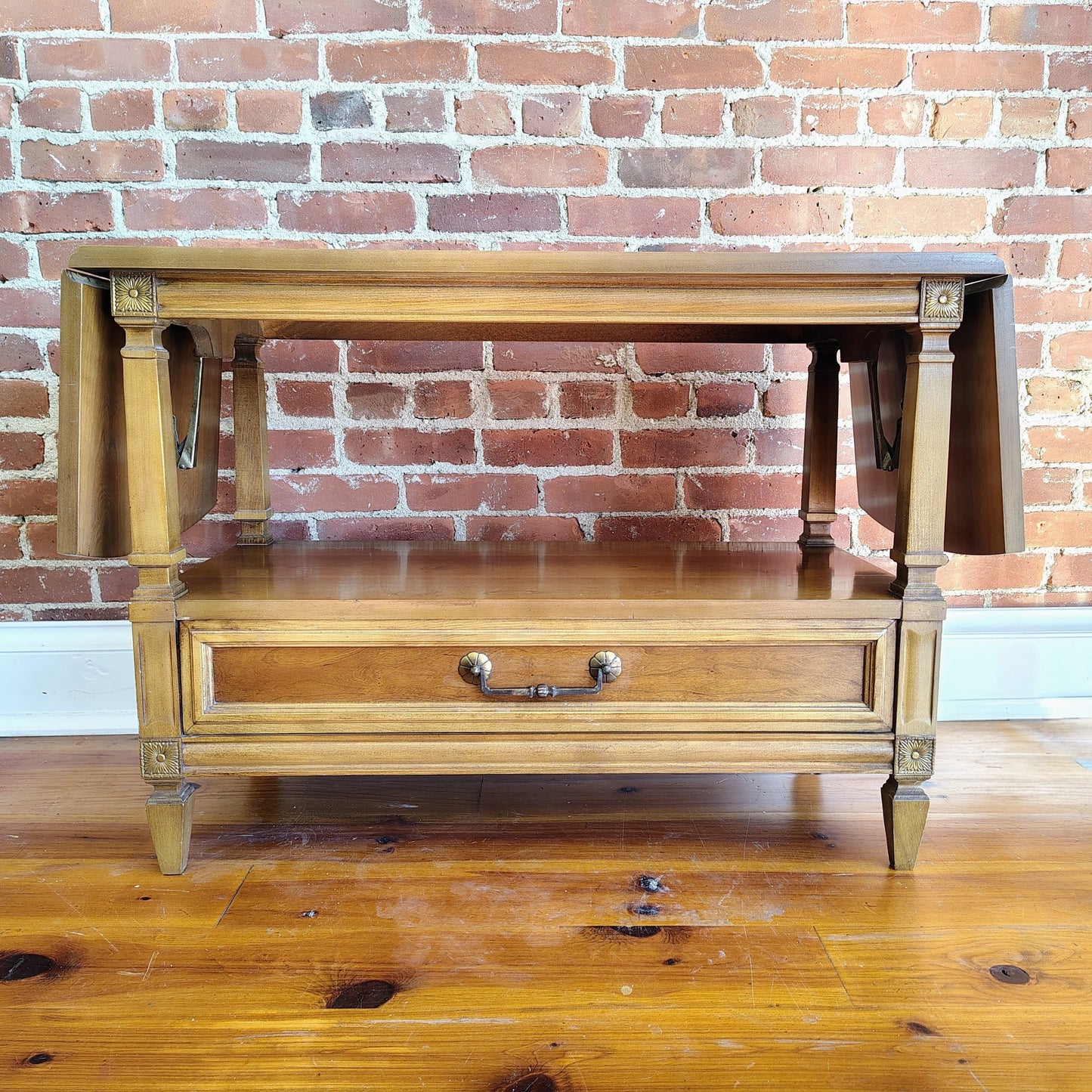 Thomasville Neoclassical Walnut Dropleaf Server - Vintage Mid 20th Century