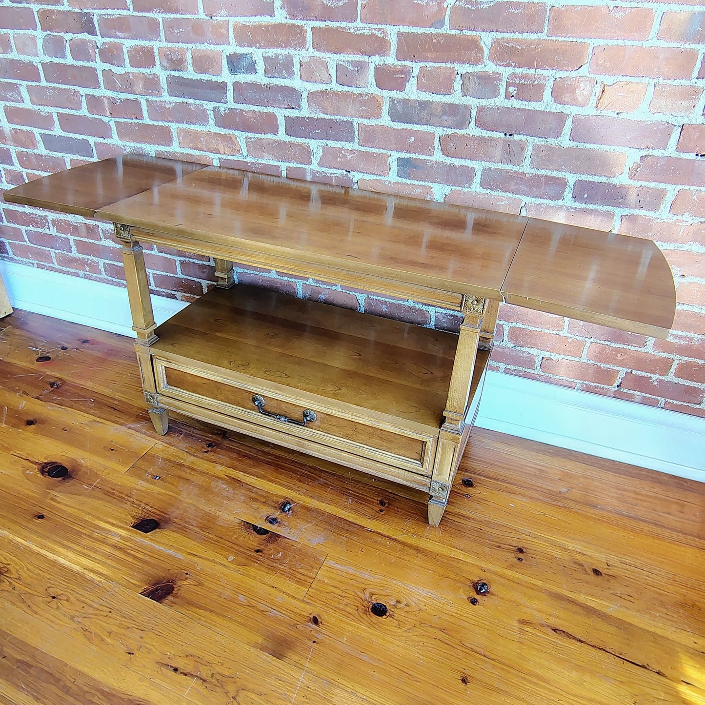 Thomasville Neoclassical Walnut Dropleaf Server - Vintage Mid 20th Century