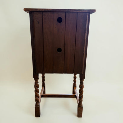 Antique English Oak Barley Twist Pot Cupboard, Diamond Boss Cabinet
