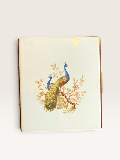 Vintage Colibri Peacock Cigarette Case & Lighter Set, Boxed, 1970s